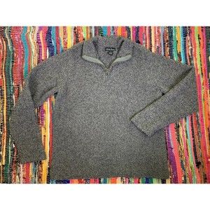 North River Mens Pullover Sweater Quarter Zip Size XL Gray Sherpa